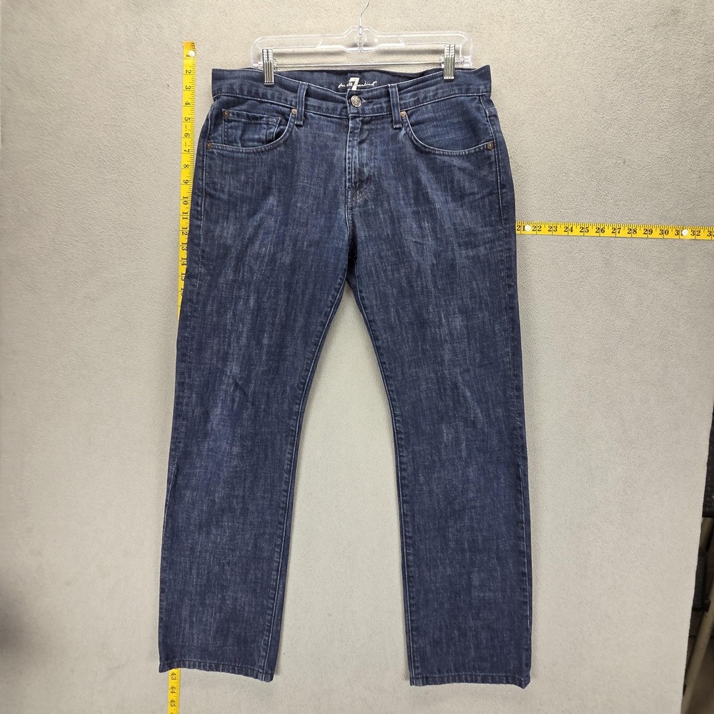 7 For All Mankind Jeans Mens 32x30 Blue Carsen Regular Straight Zip Fly Denim